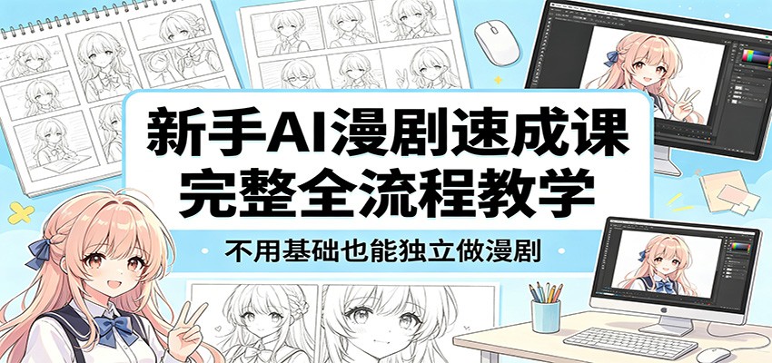新手AI漫剧速成课:完整全流程教学,不用基础也能独立做漫剧-赛德副业库