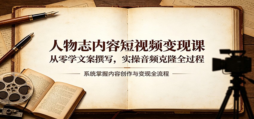 人物志内容短视频变现课:从零学文案撰写,实操音频克隆全过程-赛德副业库