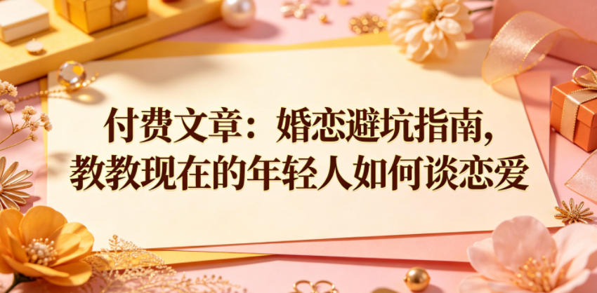付费文章:婚恋避坑指南,教教现在的年轻人如何谈恋爱-赛德副业库
