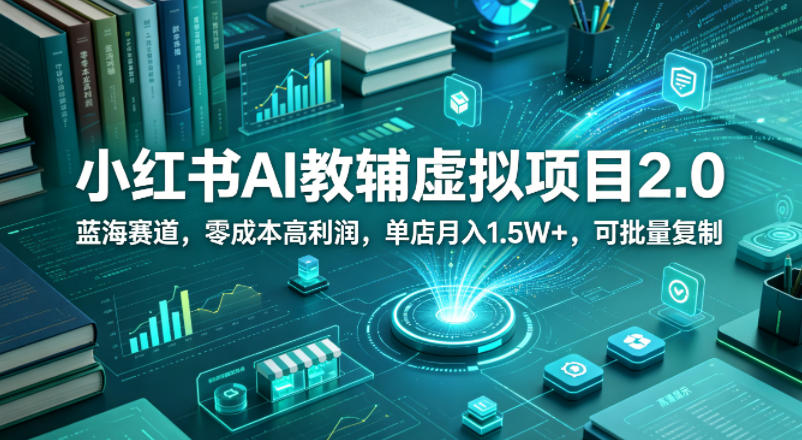小红书AI教辅虚拟项目2.0,蓝海赛道,零成本高利润,单店月入1.5W+,可批量复制-赛德副业库