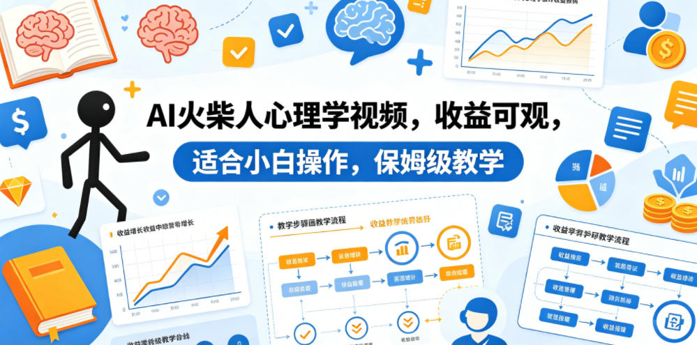 AI火柴人心理学视频,收益可观,适合小白操作,保姆级教学-赛德副业库