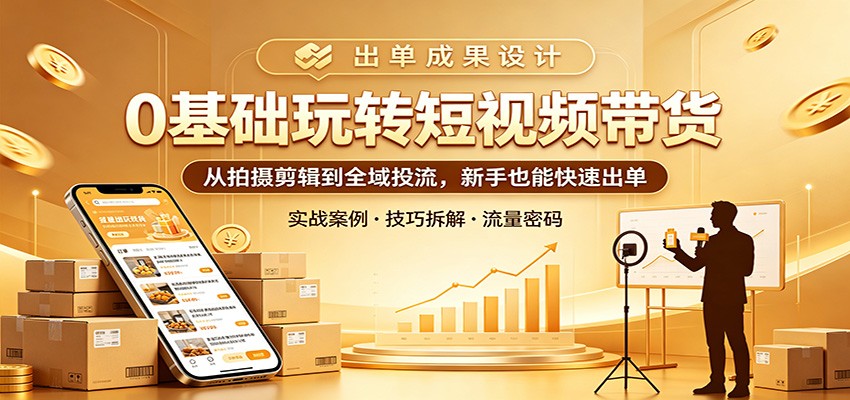 0基础玩转短视频带货：从拍摄剪辑到全域投流，新手也能快速出单-赛德副业库