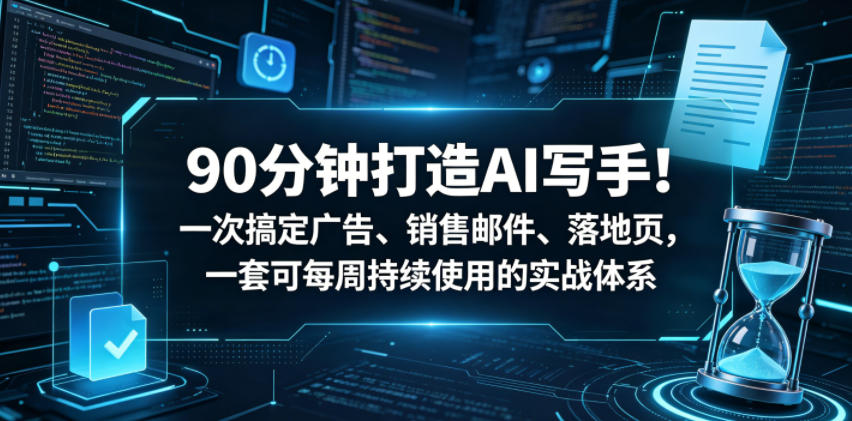 90分钟打造AI写手!一次搞定广告、销售邮件、落地页,一套可每周持续使用的实战体系【原创双语字幕】-赛德副业库