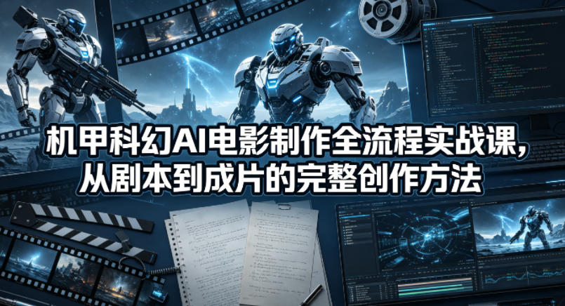 机甲科幻AI电影制作全流程实战课,从剧本到成片的完整创作方法-赛德副业库