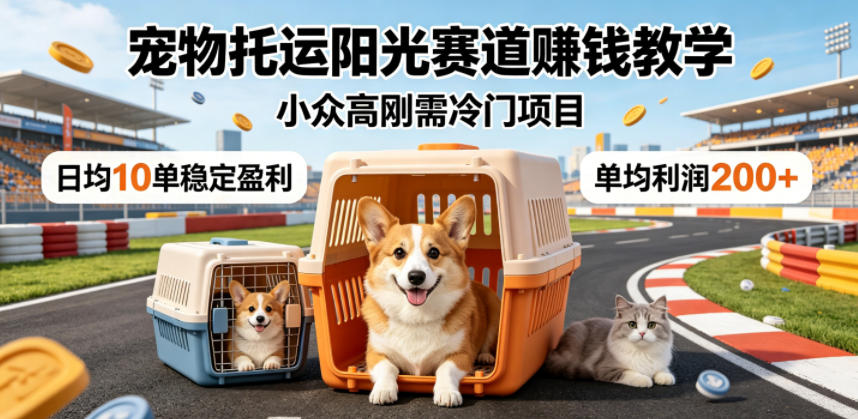 宠物托运阳光赛道賺钱教学，小众高刚需冷门项目，日均10单稳定盈利，单均利润200+-赛德副业库