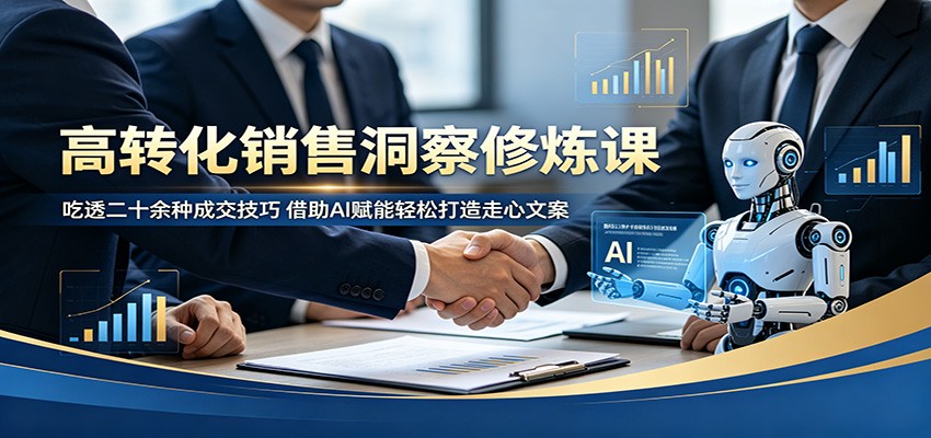 高转化销售洞察修炼课:吃透二十余种成交技巧,借助AI赋能轻松打造走心文案-赛德副业库