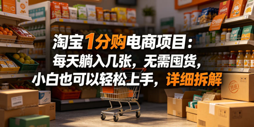 淘宝1分购电商项目：每天躺入几张，无需囤货，小白也可以轻松上手，详细拆解-赛德副业库