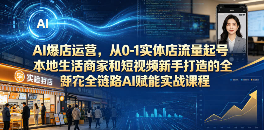 AI爆店运营，从0-1实体店流量起号，本地生活商家和短视频新手打造的全链路AI赋能实战课程-赛德副业库