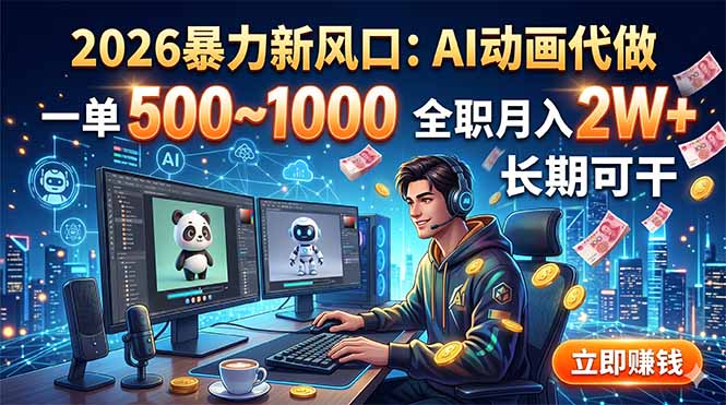（18993期）2026暴力新风口：AI动画代做，一单500~1000，全职月入2W+，长期可干-赛德副业库