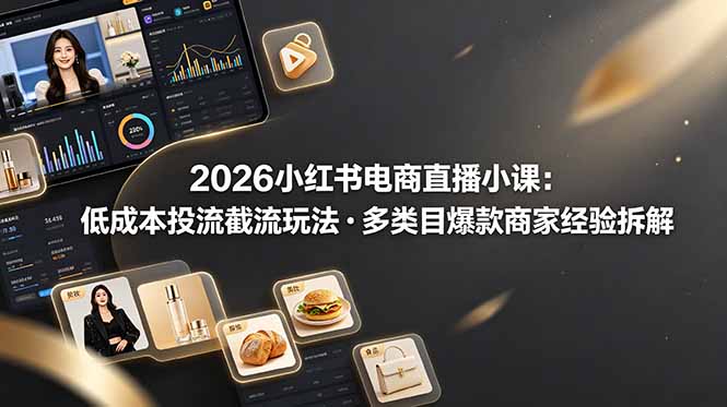 （19034期）2026小红书电商直播小课，低成本投流截流玩法，多类目爆款商家经验完整拆解教学-赛德副业库