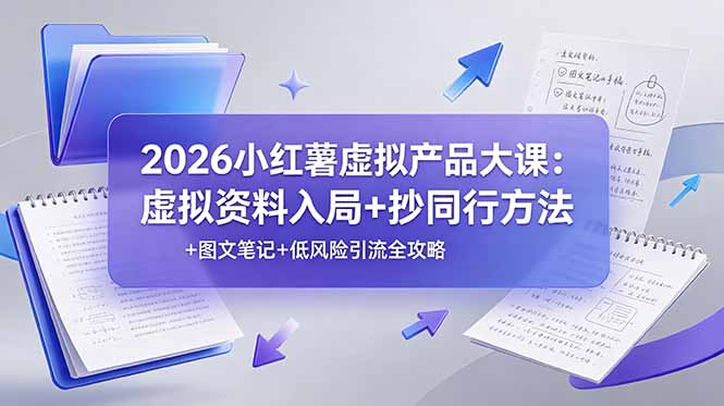 （19035期）2026小红薯虚拟产品大课：虚拟资料入局+抄同行方法+图文笔记+低风险引流全攻略-赛德副业库