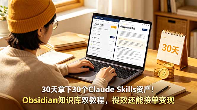 (18886期)30天拿下30个Claude Skills资产!Obsidian知识库双教程,提效还能接单变现-赛德副业库