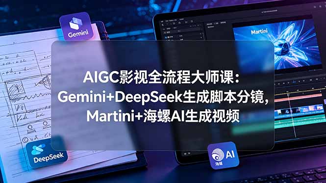 (19008期)AIGC影视全流程大师课:Gemini+DeepSeek生成脚本分镜,Martini+海螺AI生成视频-赛德副业库