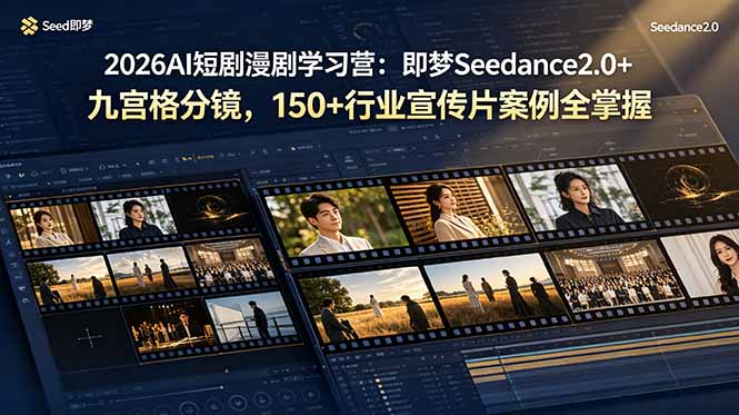 （19055期）2026AI短剧漫剧学习营：即梦Seedance2.0+九宫格分镜，150+行业宣传片案例全掌握-赛德副业库