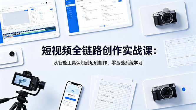 (18683期)短视频全链路创作实战课:从智能工具认知到短剧制作,零基础系统学习-赛德副业库
