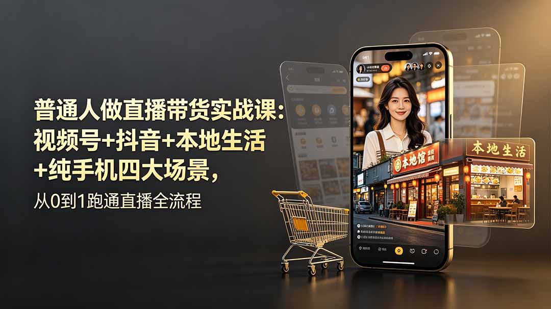 （19111期）普通人做直播带货实战课：视频号+抖音+本地生活+纯手机四大场景，从0到1跑通直播全流程-赛德副业库