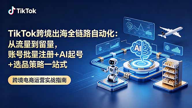 (18907期)TikTok跨境出海全链路自动化:从流量到留量,账号批量注册+AI起号+选品策略一站式-赛德副业库
