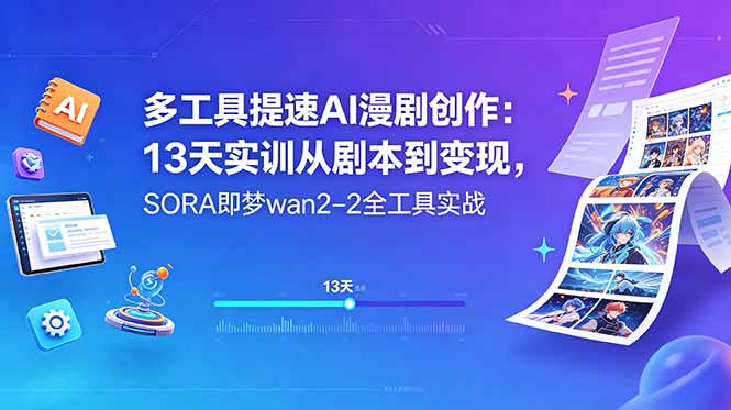 (18707期)多工具提速AI漫剧创作:13天实训从剧本到变现,SORA即梦wan2-2全工具实战-赛德副业库