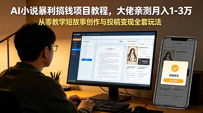 (18898期)AI小说暴利搞钱项目教程,大佬亲测月入1-3万,从零教学短故事创作与投稿变现全套玩法-赛德副业库