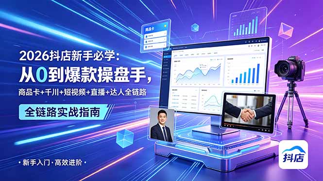 （18944期） 2026抖店新手必学：从0到爆款操盘手，商品卡+千川+短视频+直播+达人全链路-赛德副业库