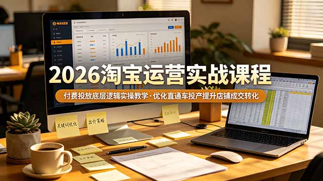 （19075期）2026 淘宝运营实战课程，付费投放底层逻辑实操教学，优化直通车投产提升店铺成交转化-赛德副业库