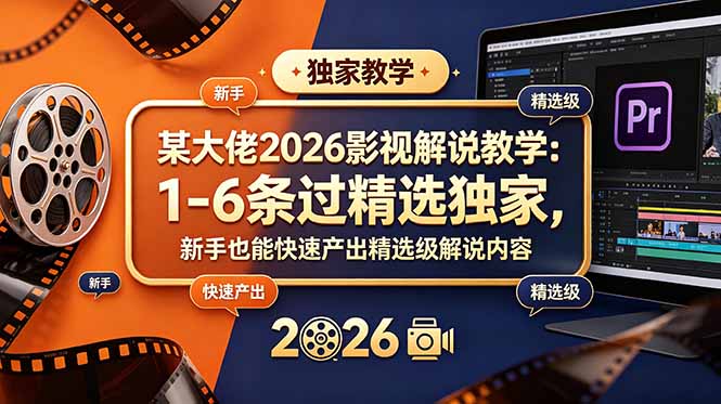 (18946期)某大佬2026影视解说教学:1-6条过精选独家,新手也能快速产出精选级解说内容-赛德副业库
