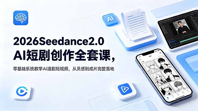 (18958期)2026Seedance2.0AI短剧创作全套课,零基础系统教学AI漫剧短视频,从灵感到成片完整落地-赛德副业库