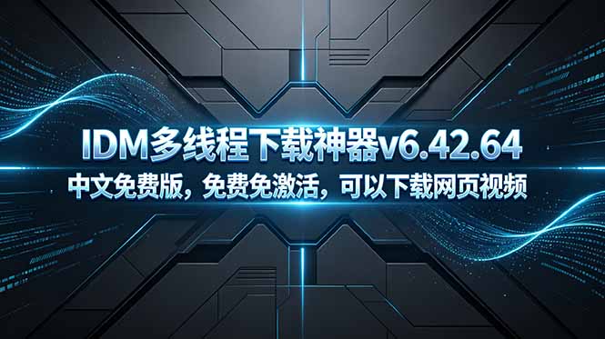 (18688期)IDM多线程下载神器v6.42.64中文免费版,免费免激活,可以下载网页视频(例如飞书文档内的视频)-赛德副业库