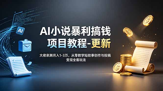 (19030期)AI小说暴利搞钱项目教程-更新,大佬亲测月入1-3万,从零教学短故事创作与投稿变现全套玩法-赛德副业库