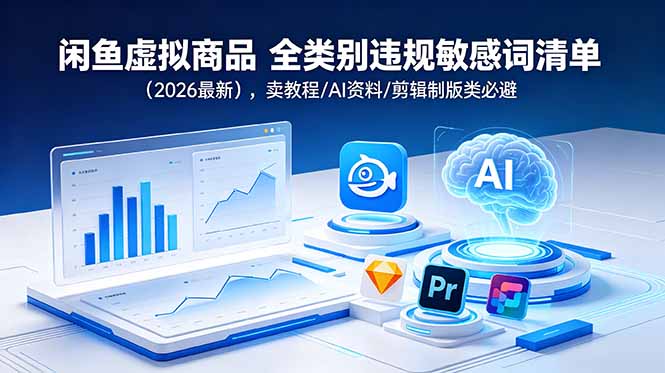 (18961期)闲鱼虚拟商品 全类别违规敏感词清单(2026最新),卖教程/AI资料/剪辑制版类必避-赛德副业库