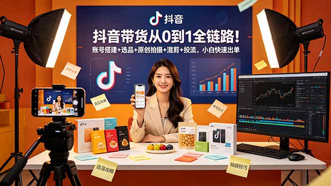(18963期)抖音带货从0到1全链路!账号搭建+选品+原创拍摄+混剪+投流,小白快速出单-赛德副业库