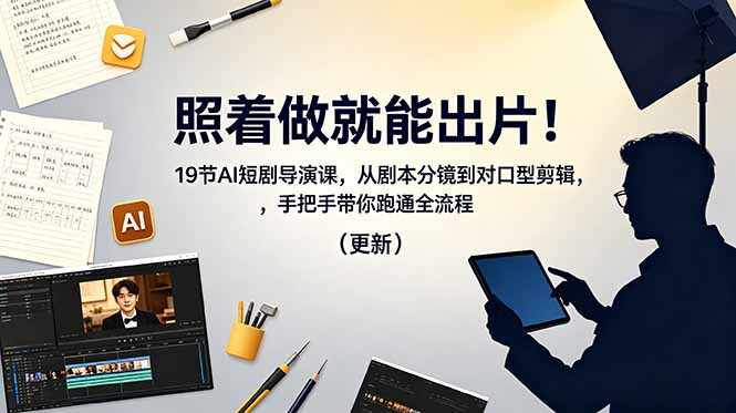 (18694期)照着做就能出片!19节AI短剧导演课,从剧本分镜到对口型剪辑,手把手带你跑通全流程(更新)-赛德副业库