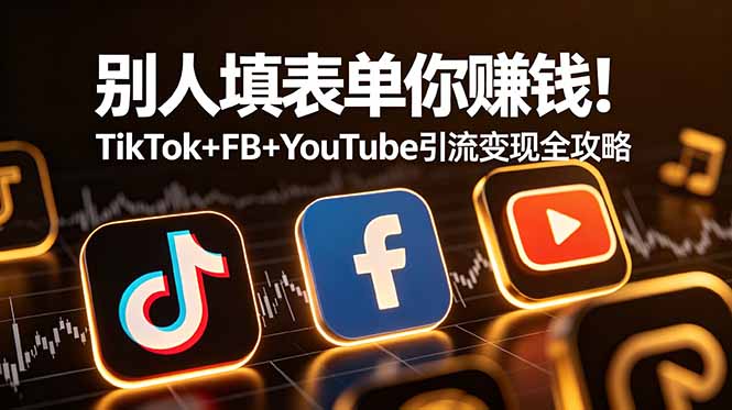 (19018期)别人填表单你赚钱!TikTok+FB+YouTube 引流变现全攻略【原创双语字幕】-赛德副业库