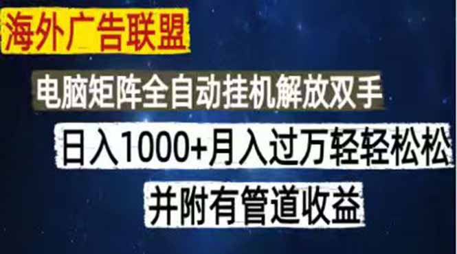 (18989期)海外广告联盟每天几分钟日入1000+无脑操作,可矩阵并附有管道收益-赛德副业库