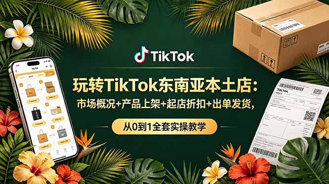 （19045期）玩转TikTok东南亚本土店：市场概况+产品上架+起店折扣+出单发货，从0到1全套实操教学-赛德副业库