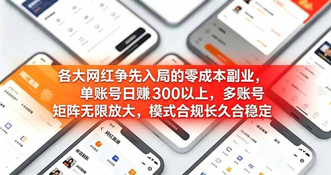 （19092期）各大网红争先入局的零成本副业，单账号日赚 300 以上，多号矩阵可放大，模式合规长久稳定！-赛德副业库