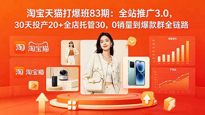(18920期)2026淘宝天猫打爆班83期:全站推广3.0,30天投产20+全店托管30,0销量到爆款群全链路-赛德副业库