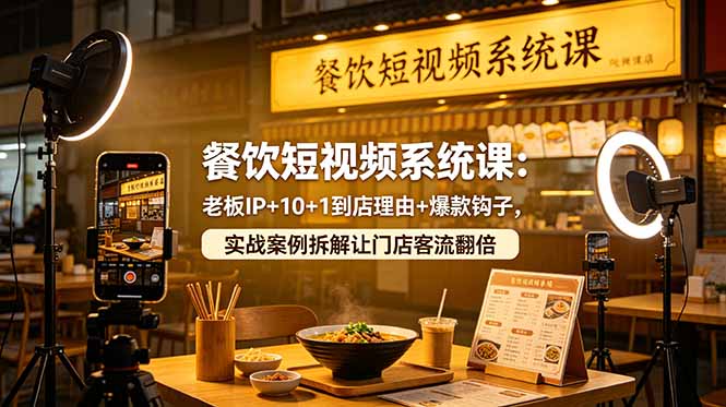 (18712期)餐饮短视频系统课:老板IP+10+1到店理由+爆款钩子,实战案例拆解让门店客流翻倍-赛德副业库