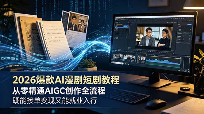 (18980期)2026 爆款 AI 漫剧短剧教程 从零精通 AIGC 创作全流程 既能接单变现又能就业入行-赛德副业库