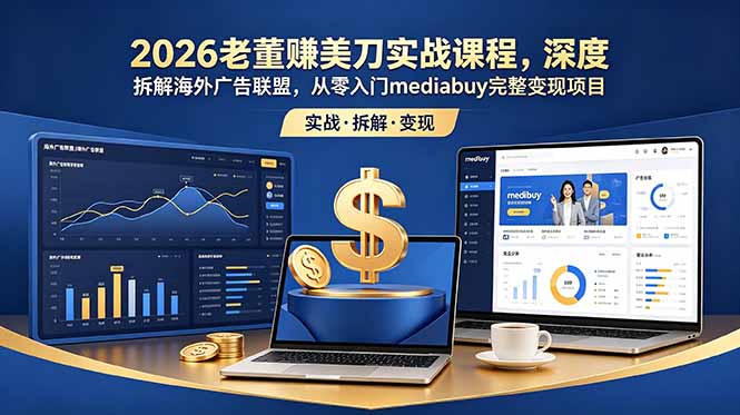 （18935期）2026老董赚美刀实战课程，深度拆解海外广告联盟，从零入门mediabuy完整变现项目-赛德副业库