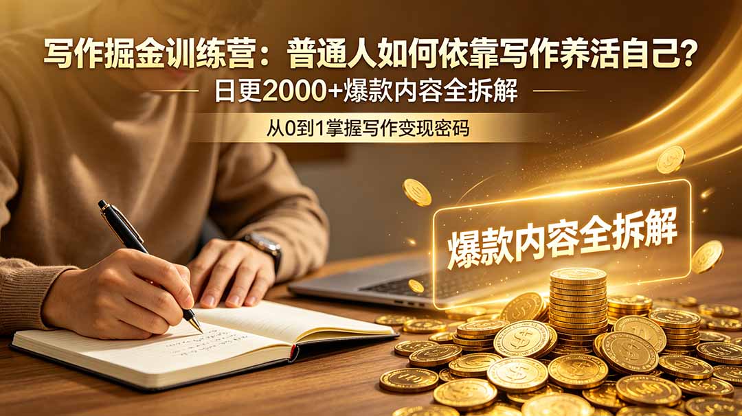 (18901期)写作掘金训练营:普通人如何依靠写作养活自己?日更2000+爆款内容全拆解-赛德副业库