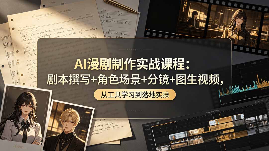 （19020期）AI漫剧制作实战课程：剧本撰写+角色场景+分镜+图生视频，从工具学习到落地实操-赛德副业库