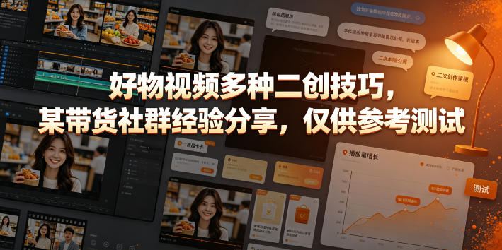好物视频多种二创技巧，某带货社群经验分享，仅供参考测试-赛德副业库