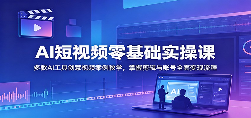 AI短视频零基础实操课:多款AI工具创意视频案例教学,掌握剪辑与账号全套变现流程-赛德副业库