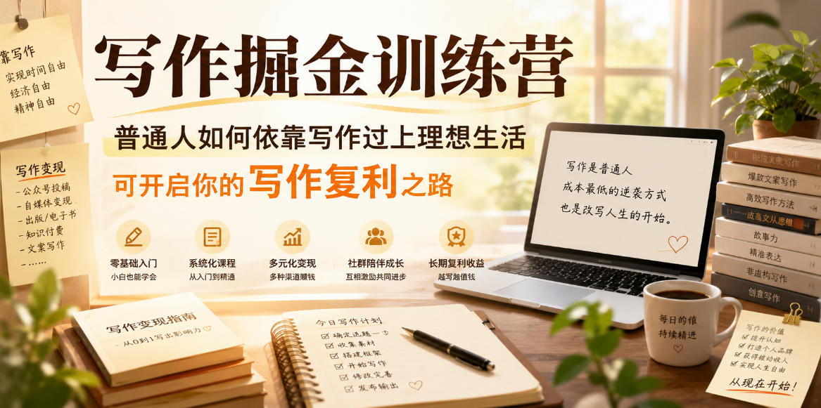 写作掘金训练营,普通人如何依靠写作过上理想生活,可开启你的写作复利之路(更新6月)-赛德副业库