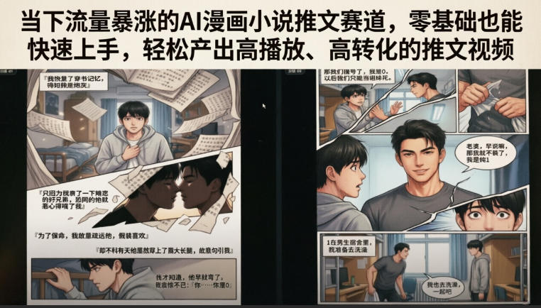 当下流量暴涨的AI漫画小说推文赛道，零基础也能快速上手，轻松产出高播放、高转化的推文视频-赛德副业库