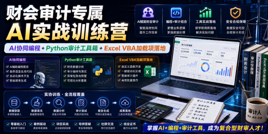 财会审计专属AI实战训练营|AI协同编程+Python审计工具箱+Excel VBA加载项落地-赛德副业库