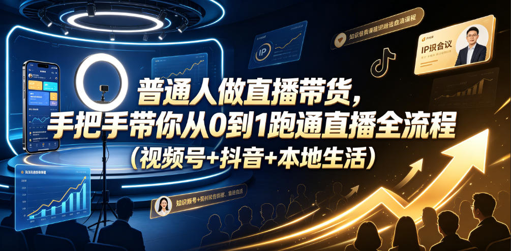 普通人做直播带货，手把手带你从0到1跑通直播全流程（视频号+抖音+本地生活）-赛德副业库