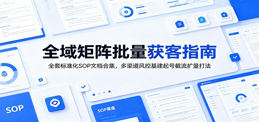 全域矩阵批量获客指南：全套标准化SOP文档合集，多渠道风控基建起号截流扩量打法-赛德副业库