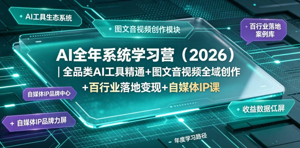 AI全年系统学习营（2026）｜全品类AI工具精通+图文音视频全域创作+百行业落地变现+自媒体IP打造年度进阶大课-赛德副业库